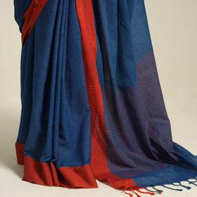 Buy Blue Bengal Woven Border Handloom Cotton Saree