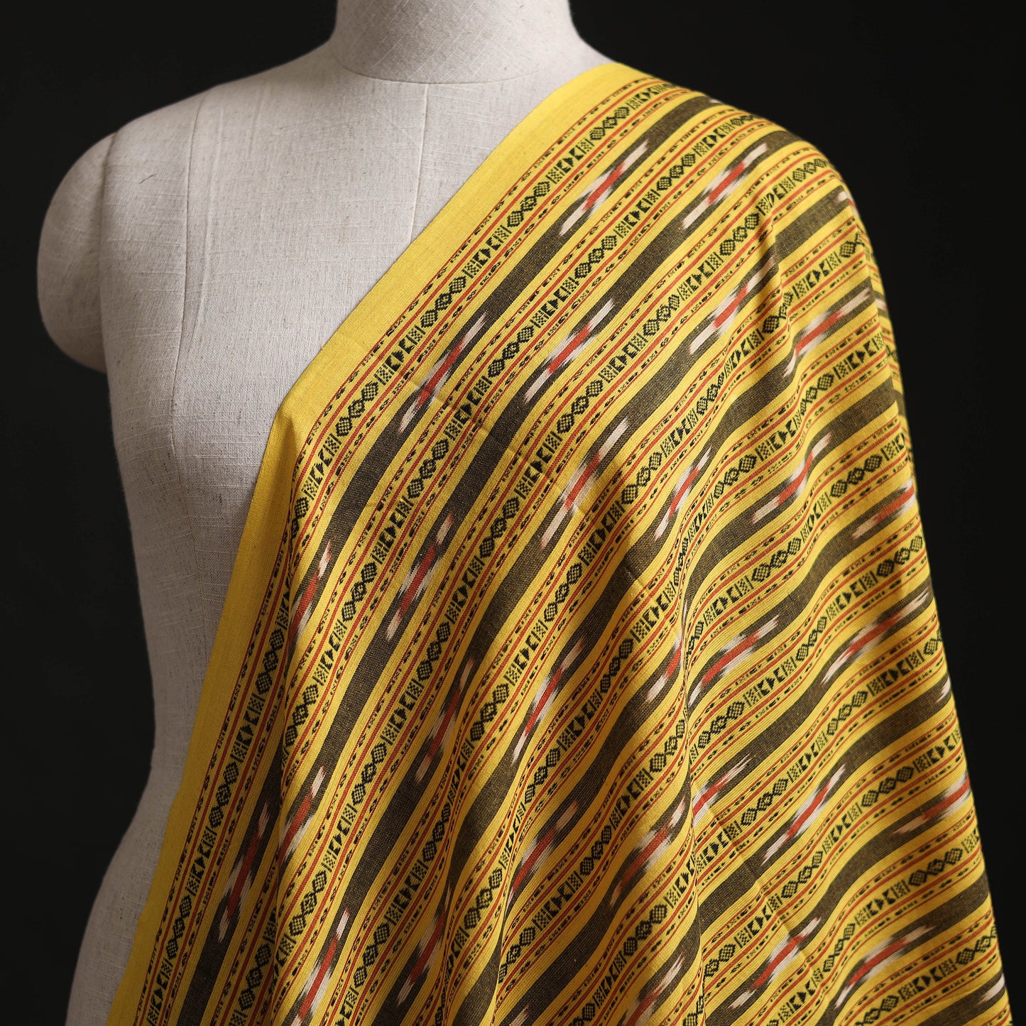 Yellow - Cotton Pochampally Dabi Ikat Fabric 04