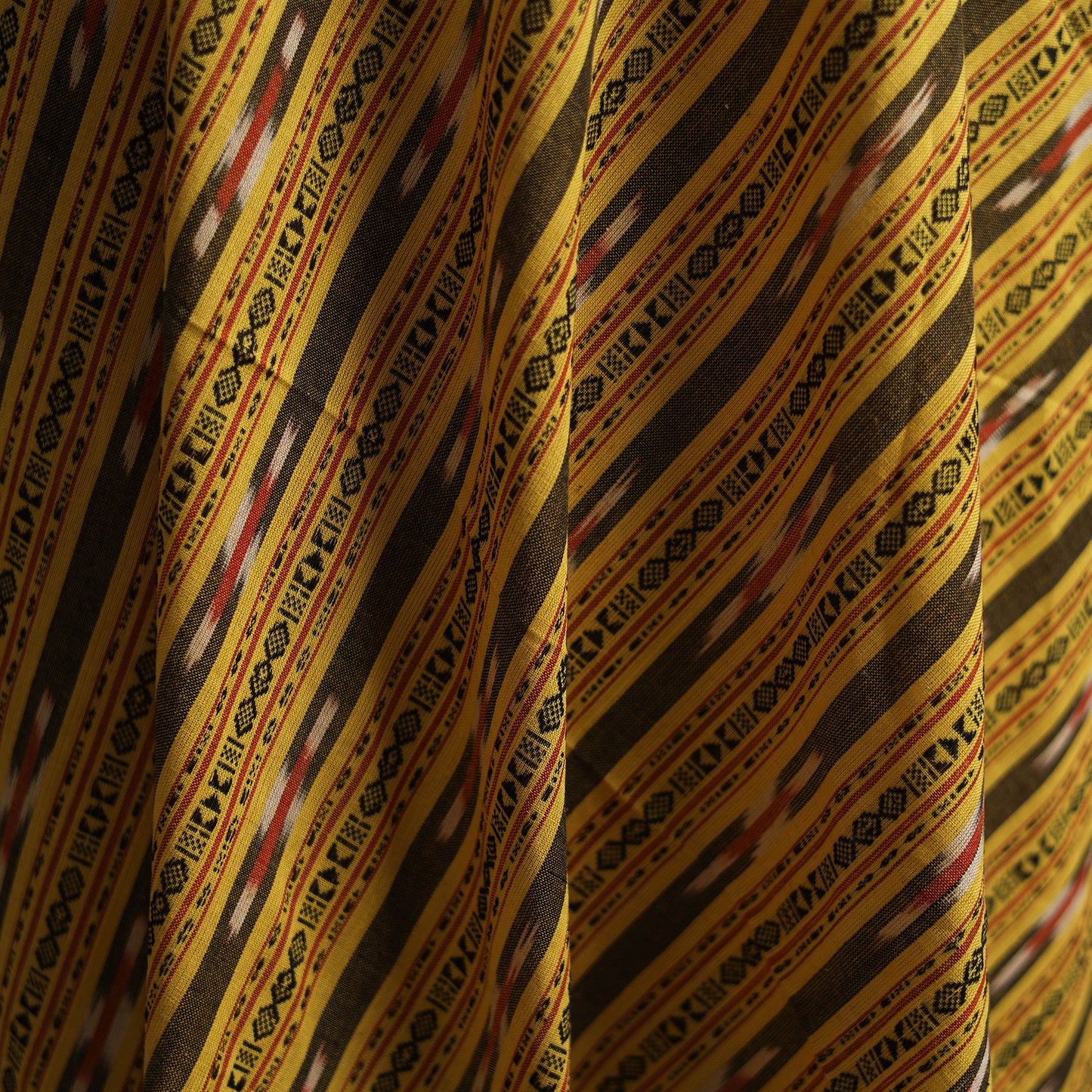 Yellow - Cotton Pochampally Dabi Ikat Fabric 04