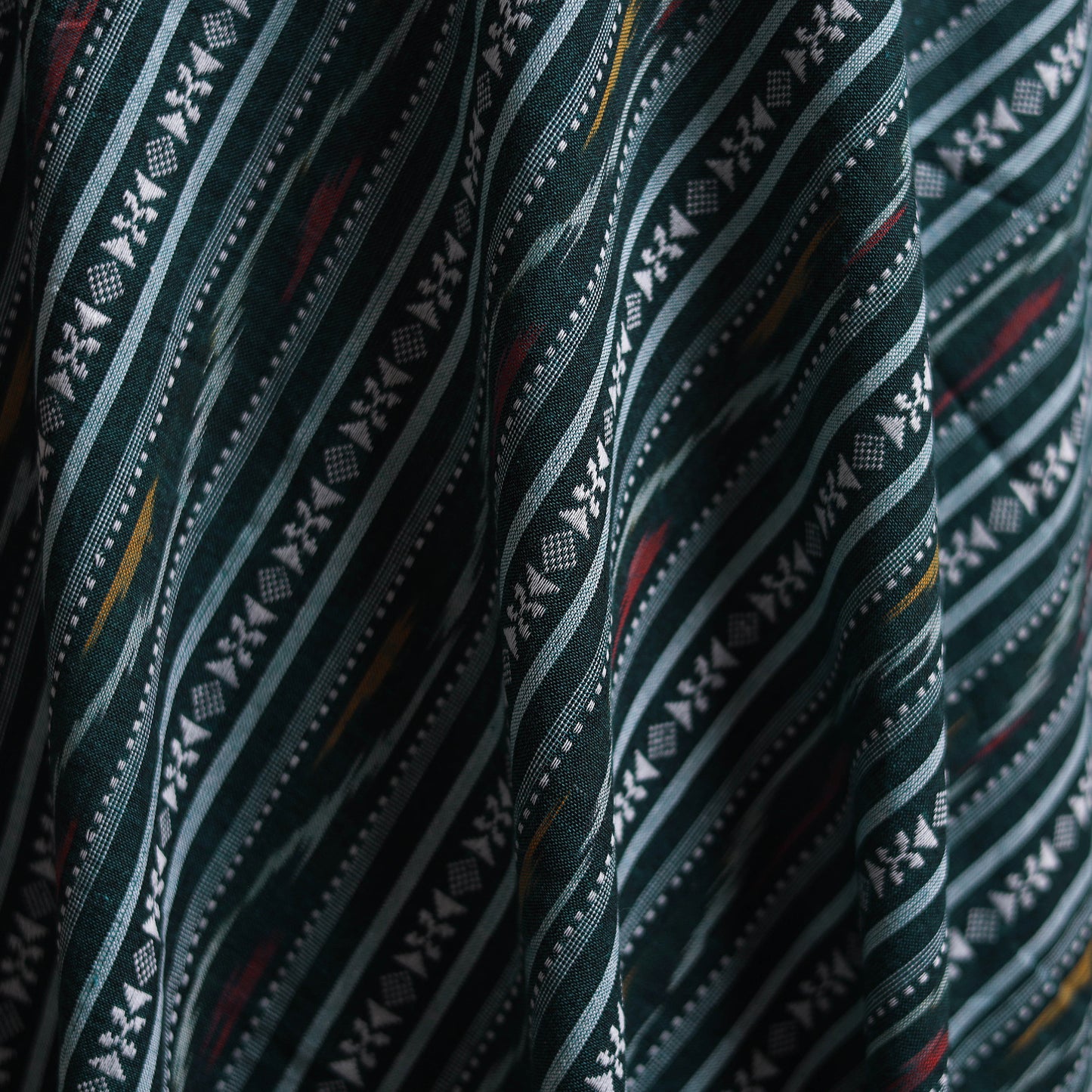 Green - Cotton Pochampally Dabi Ikat Fabric 05