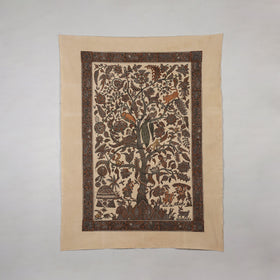 Brown - kalamkari art wall hanging with tree of life motif by pitchuka srinivas (72 x 60 in)