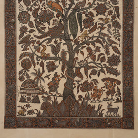 Brown - kalamkari art wall hanging with tree of life motif by pitchuka srinivas (72 x 60 in)