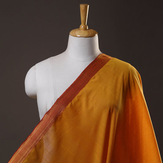 Orange - Mangalagiri Handloom Cotton Nizam Zari Border Fabric 11