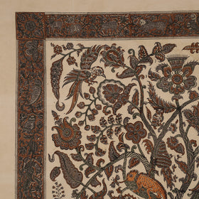 Brown - kalamkari art wall hanging with tree of life motif by pitchuka srinivas (72 x 60 in)