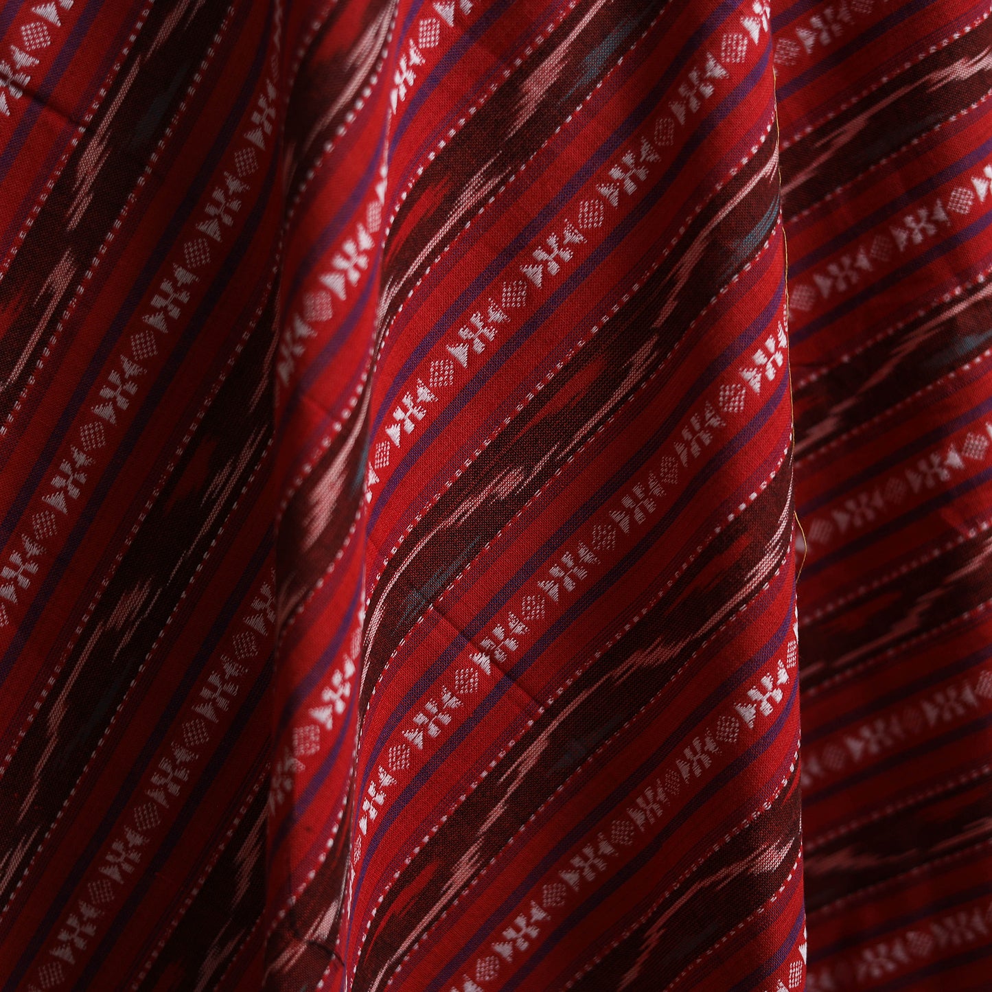 Red - Cotton Pochampally Dabi Ikat Fabric 06