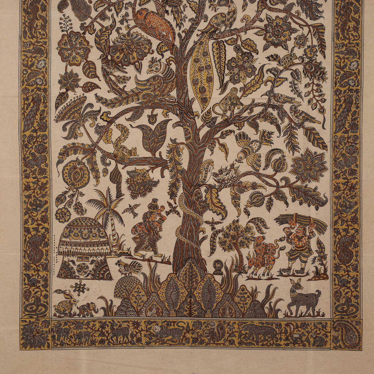 Kalamkari art wall hanging with tree of life motif by pitchuka srinivas (72 x 60 in)