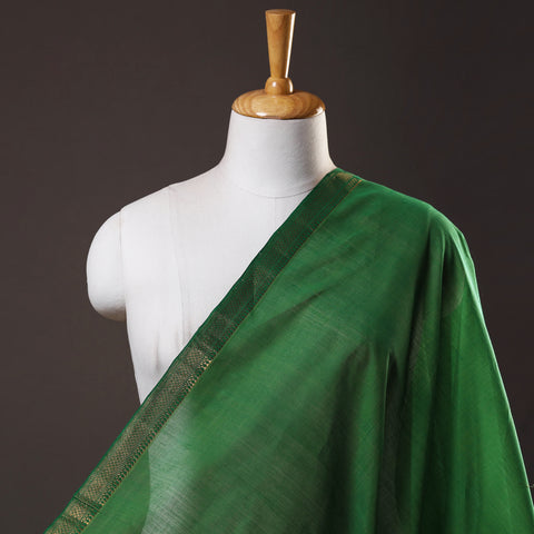 Green - Mangalagiri Handloom Cotton Nizam Zari Border Fabric 13