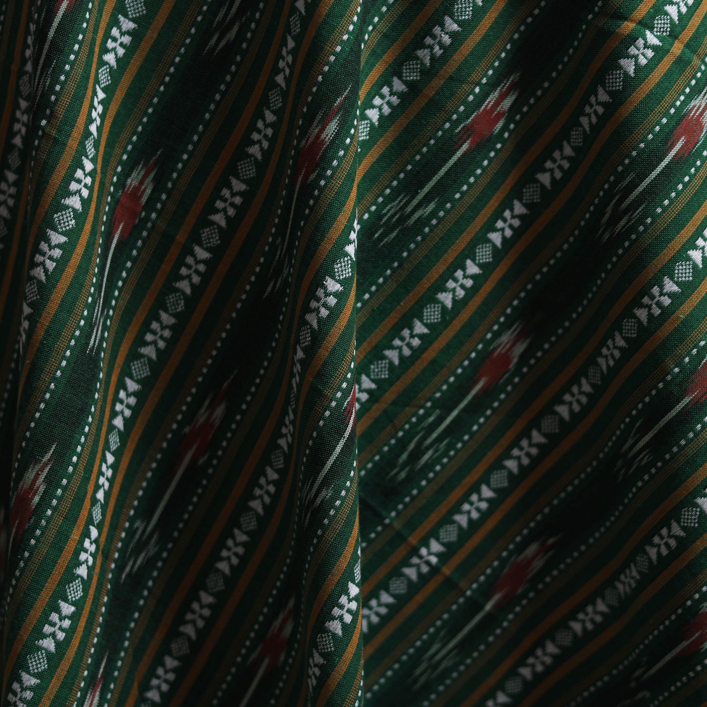 Green - Cotton Pochampally Dabi Ikat Fabric 07