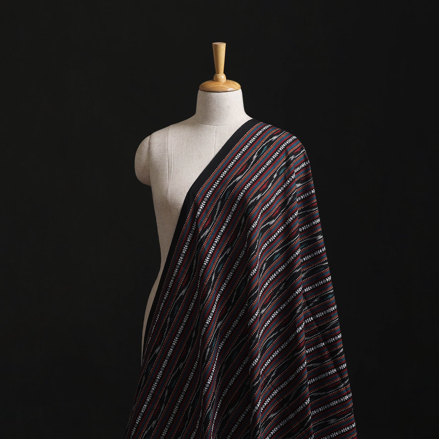 Black - Cotton Pochampally Dabi Ikat Fabric 08