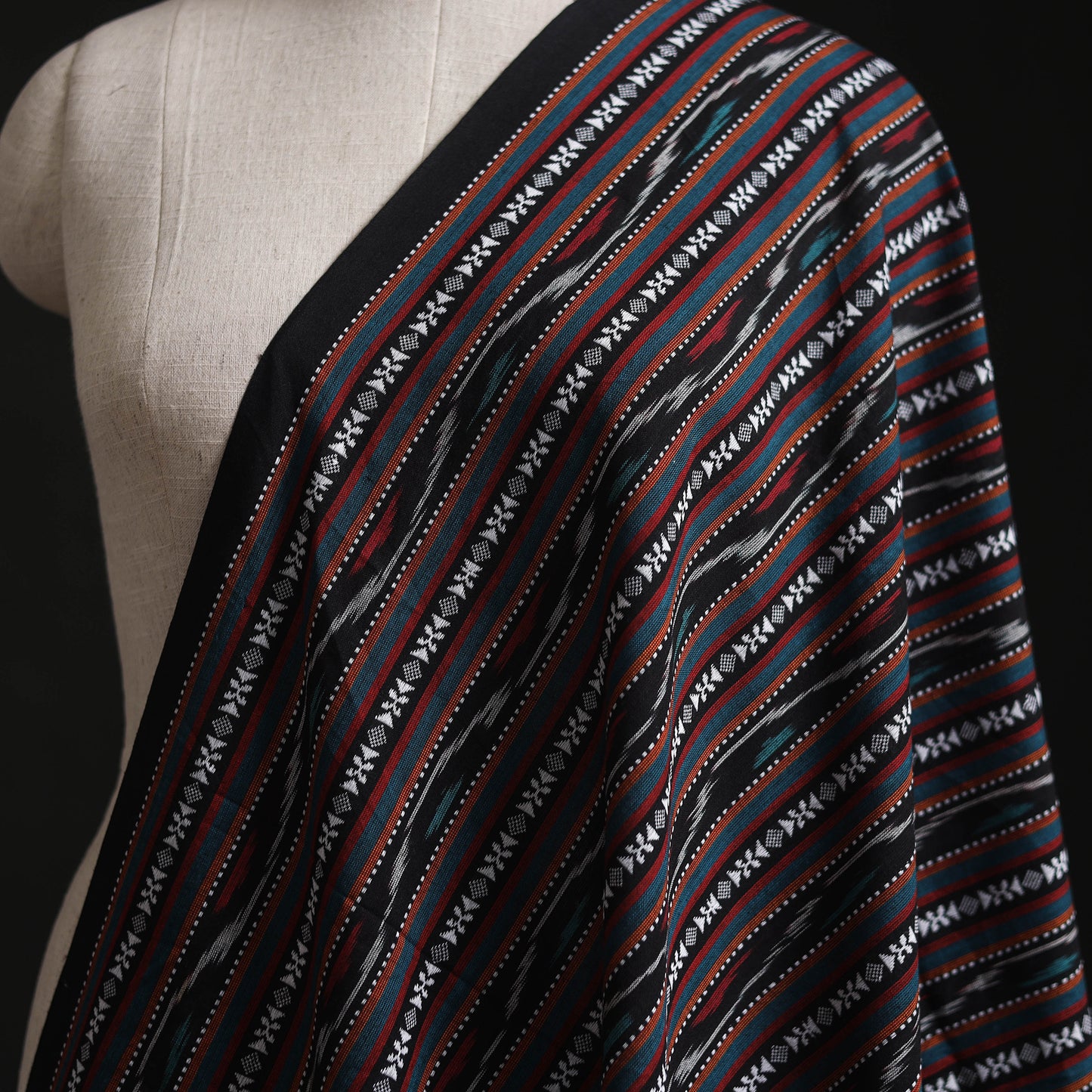 Black - Cotton Pochampally Dabi Ikat Fabric 08