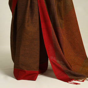 Buy Brown Bengal Woven Border Handloom Cotton Saree