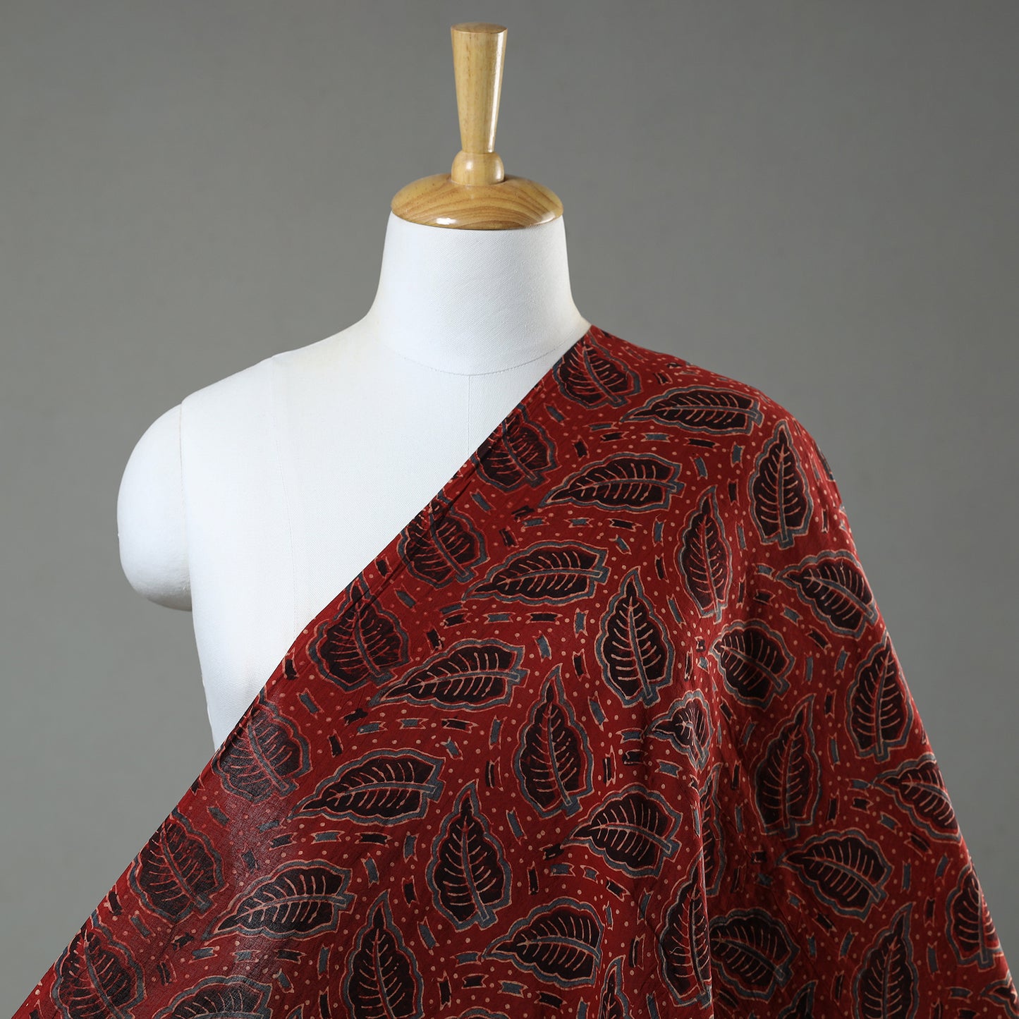 Red - Ajrakh Hand Block Printed Natural Dyed Mul Cotton Fabric 04