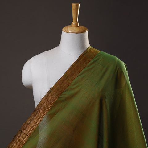 Green - Mangalagiri Handloom Cotton Nizam Zari Border Fabric 15