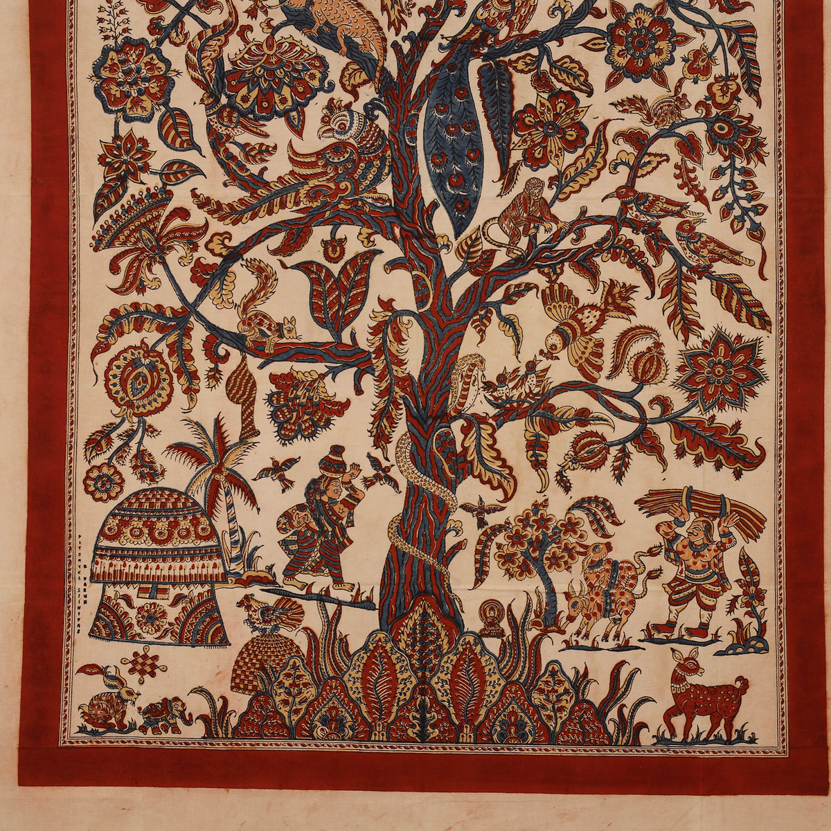 Kalamkari art wall hanging with tree of life motif by pitchuka srinivas (72 x 60 in)