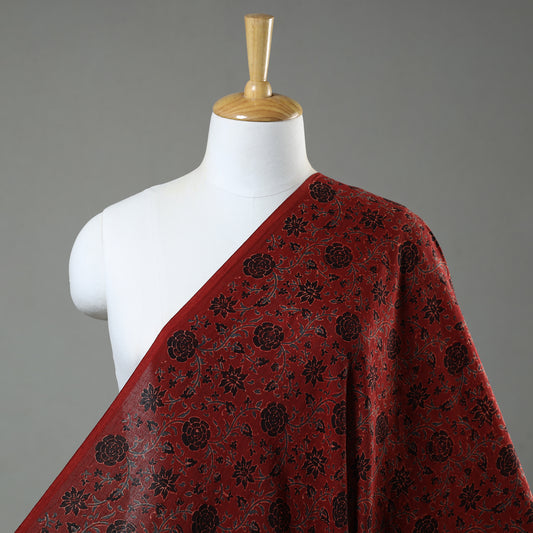 Red - Ajrakh Hand Block Printed Natural Dyed Mul Cotton Fabric 08