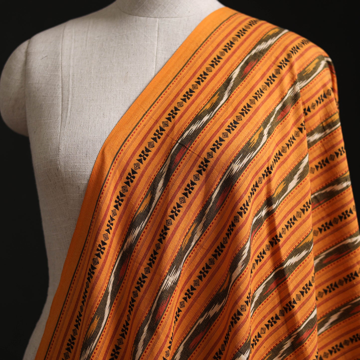 Orange - Cotton Pochampally Dabi Ikat Fabric 13