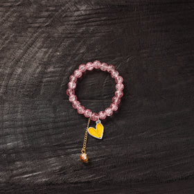 Handmade Crystal Beaded Bracelet with Heart Charm 08