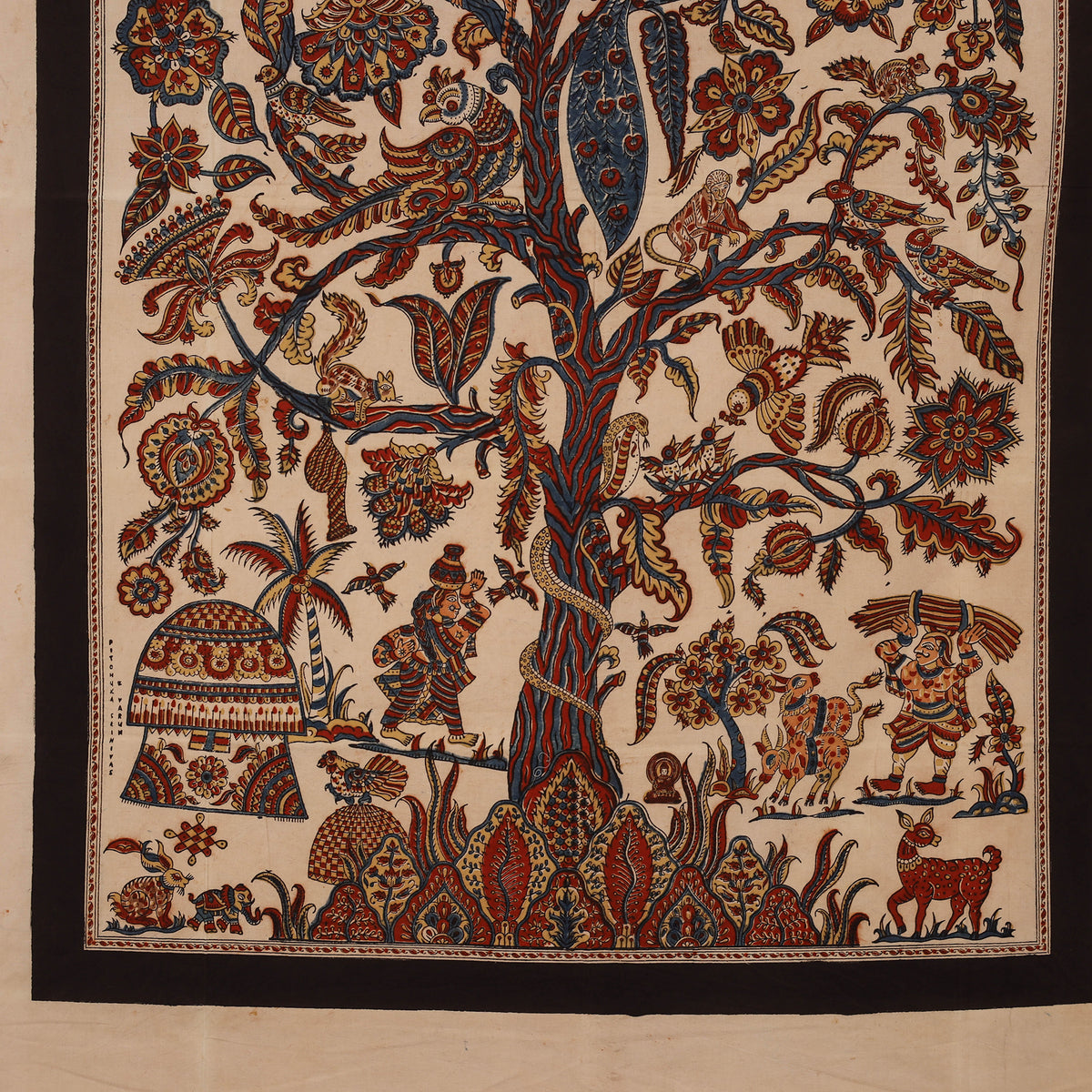 Kalamkari art wall hanging with tree of life motif by pitchuka srinivas (72 x 60 in)