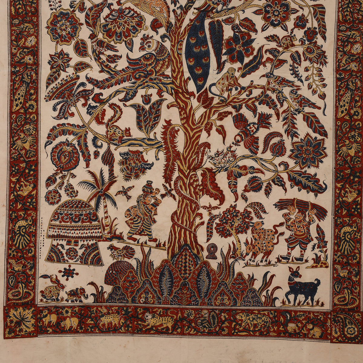 Kalamkari Art Wall Hanging with Tree of life Motif by Pitchuka Srinivas (72 x 60 in) 13