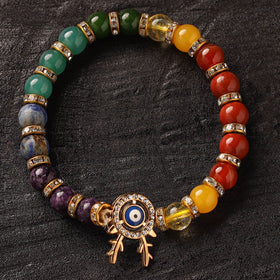 Handmade Evil Eye Crystal Beaded 7 Chakra Healing Bracelet 04
