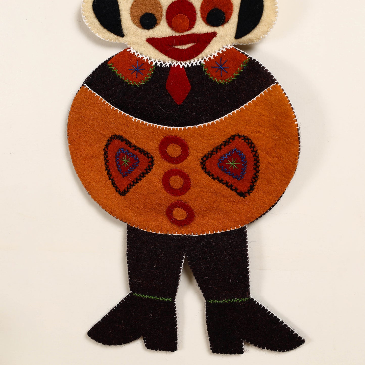 Black - Hand Felted Pure Wool Namda Joker Wall Hanging (27 in x 11 in)