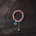 Handmade Crystal Beaded Bracelet with Heart Charm 05