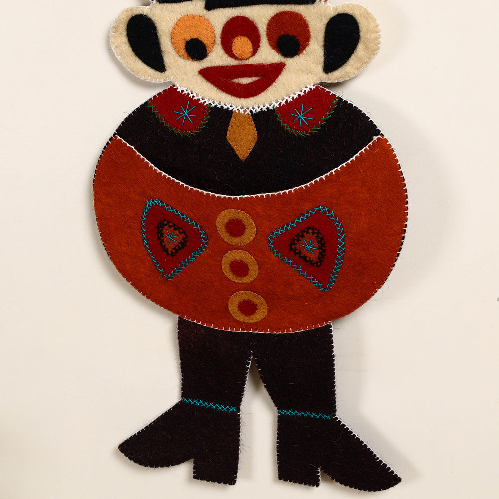 Hand Felted Pure Wool Namda Joker Wall Hanging (27 in x 11 in)