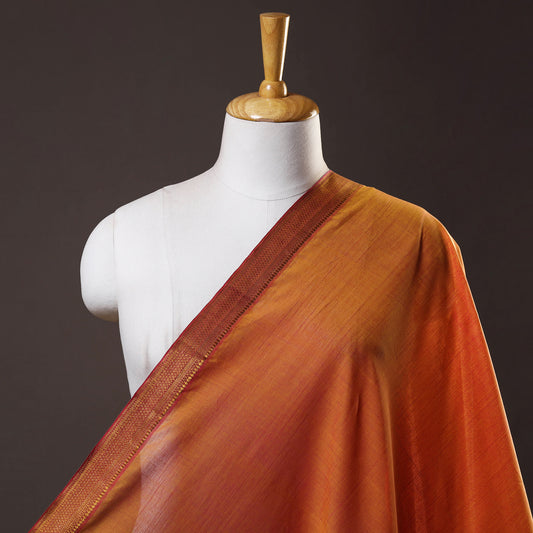 Orange - Mangalagiri Handloom Cotton Nizam Zari Border Fabric 28