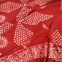 Red - Hand Batik Printed Cotton Double Bed Cover with Pillow Covers (108 x 90 in) 02