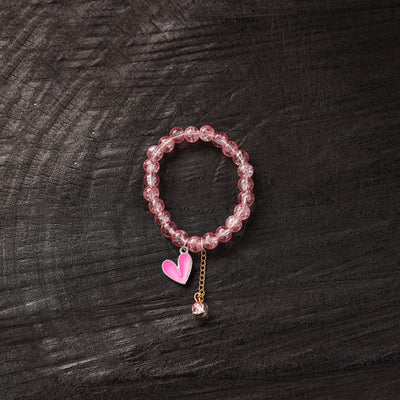 Handmade Crystal Beaded Bracelet with Heart Charm 09