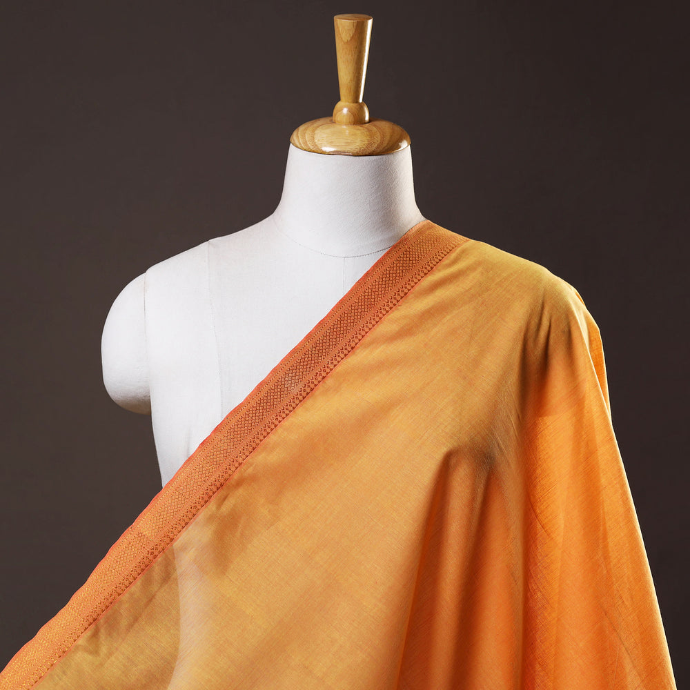 Orange - Mangalagiri Handloom Cotton Nizam Zari Border Fabric 31