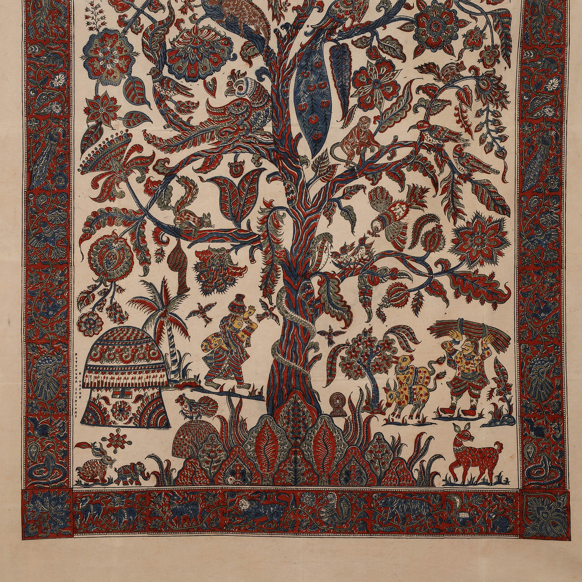 Kalamkari Art Wall Hanging with Tree of life Motif by Pitchuka Srinivas (72 x 60 in) 16