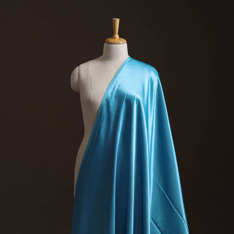 Aqua Blue - Mashru Silk Plain Dyed Fabric (Width - 46 in)
