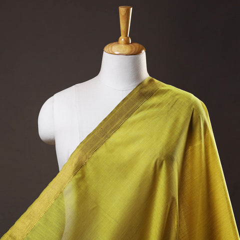 Yellow - Mangalagiri Handloom Cotton Nizam Zari Border Fabric 35