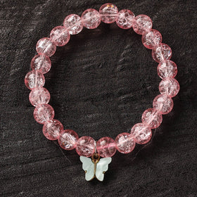 Handmade Crystal Beaded Bracelet with Butterfly Charm 13