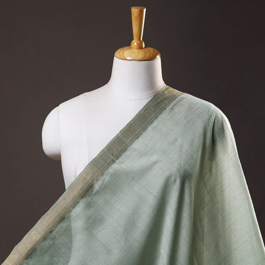 Green - Mangalagiri Handloom Cotton Nizam Zari Border Fabric 37