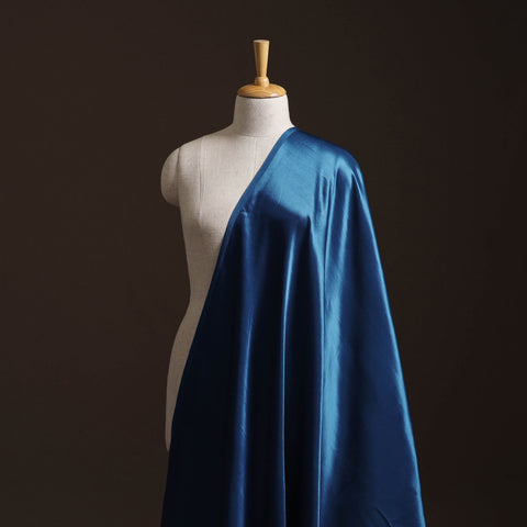 Blue - Pure Mashru Silk Plain Fabric (Width - 46 in) 13