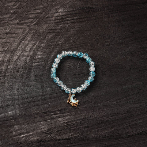 Handmade Crystal Beaded Bracelet with Moon Charm 15