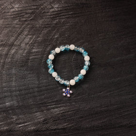 Handmade Crystal Beaded Bracelet with Flower Charm 16