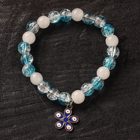 Handmade Crystal Beaded Bracelet with Flower Charm 16