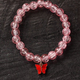 Handmade Crystal Beaded Bracelet with Butterfly Charm 17