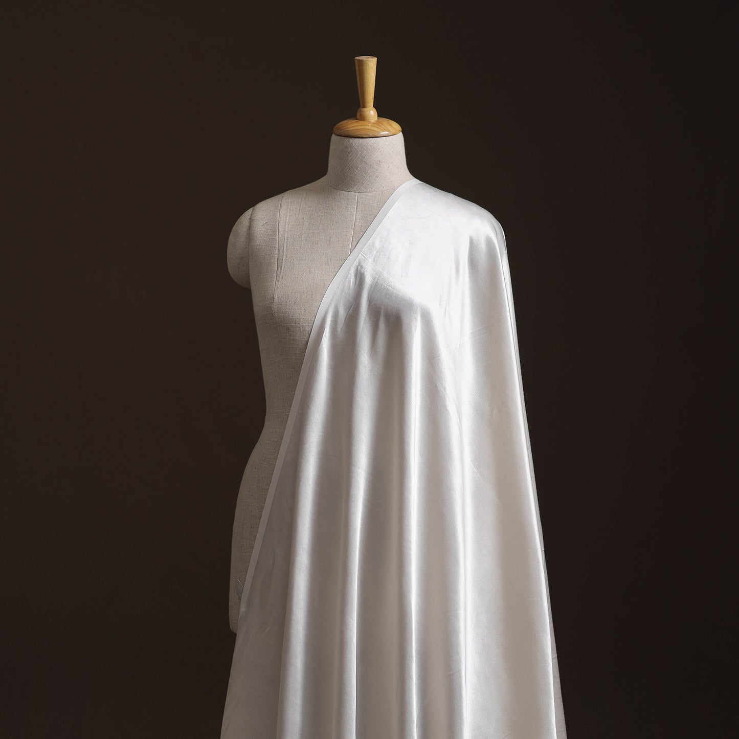 White - Pure Mashru Silk Plain Fabric (Width - 46 in) 19