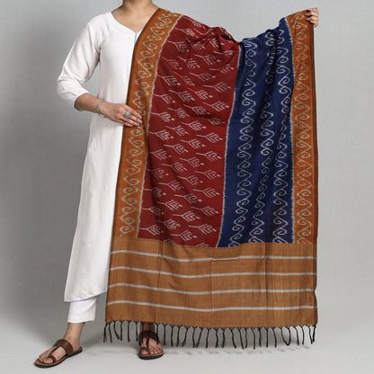 Multicolor - Pochampally Ikat Handloom Cotton Dupatta with Tassels