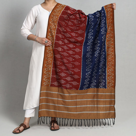 Multicolor - Pochampally Ikat Handloom Cotton Dupatta with Tassels