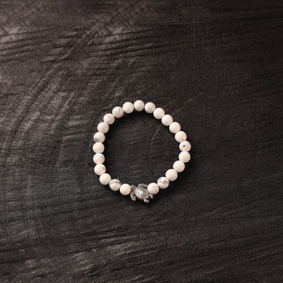 Handmade Stone Beaded Bracelet with Tortoise Charm 20