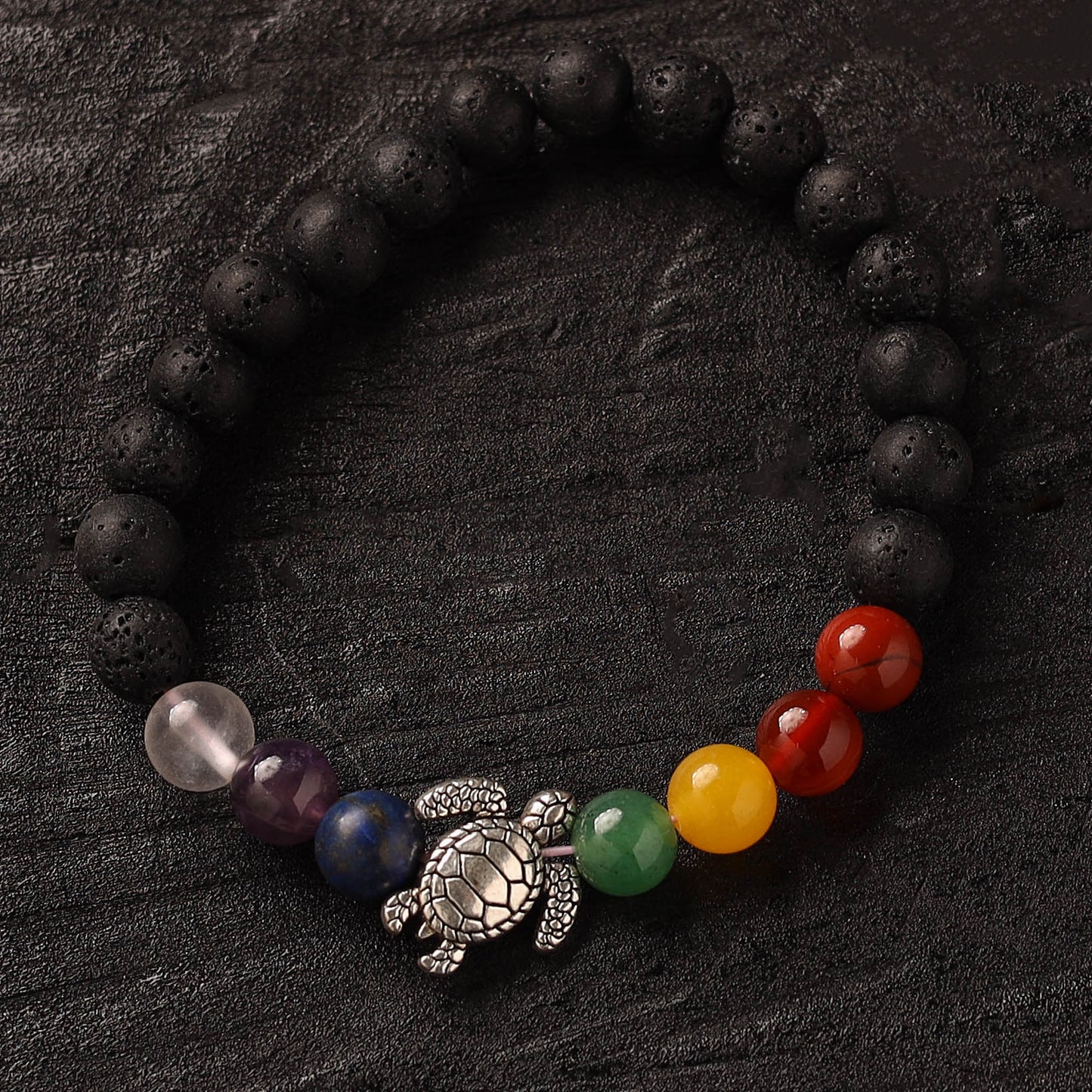 Handmade Crystal Beaded Bracelet with Tortoise Charm 21