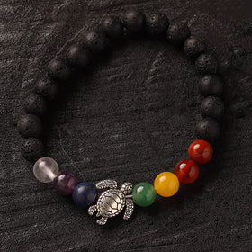 Handmade Crystal Beaded Bracelet with Tortoise Charm 21