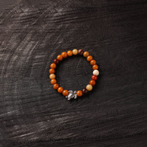 Handmade Crystal Beaded Mookaite Jasper Turtle Charm Bracelet 22