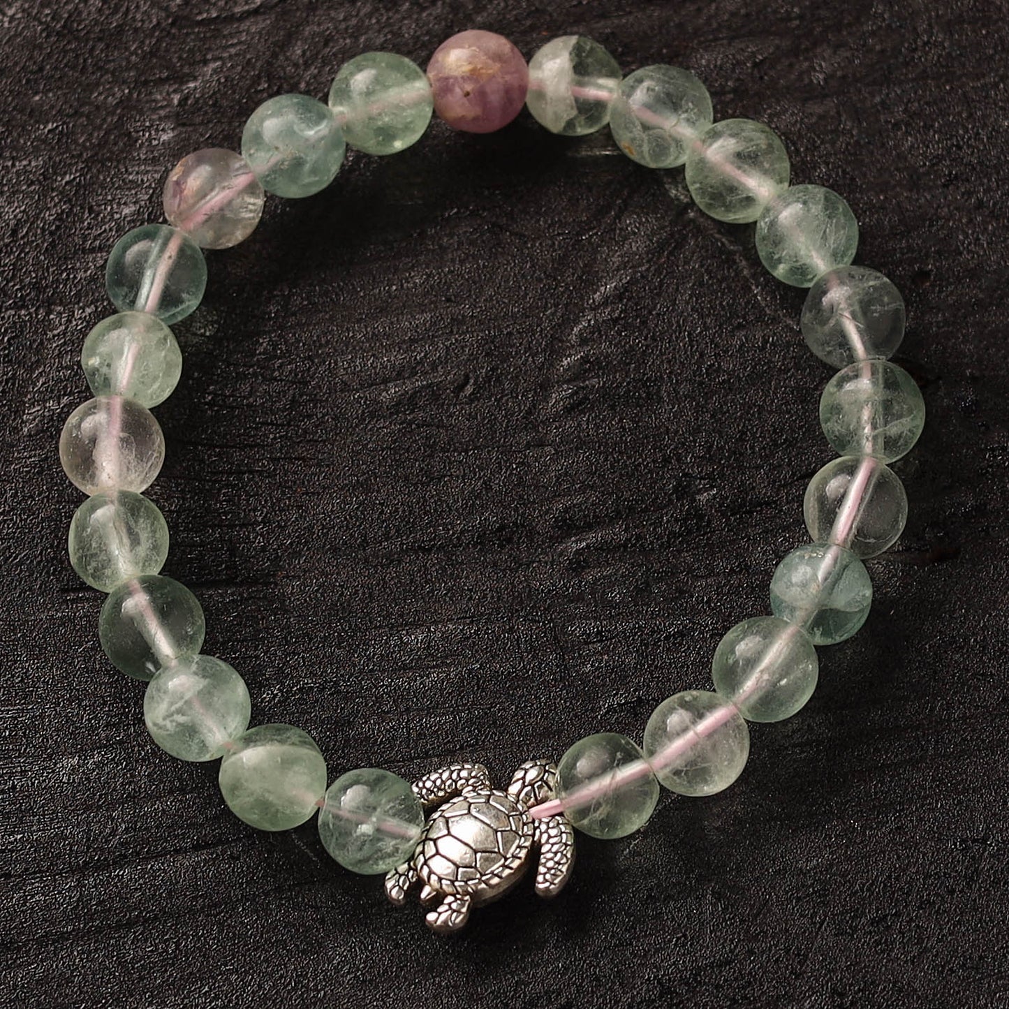 Handmade Crystal Beaded Bracelet with Tortoise Charm 23