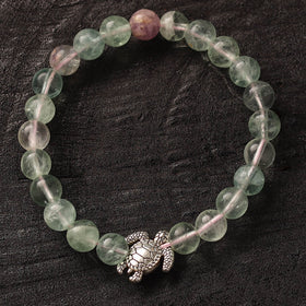 Handmade Crystal Beaded Bracelet with Tortoise Charm 23